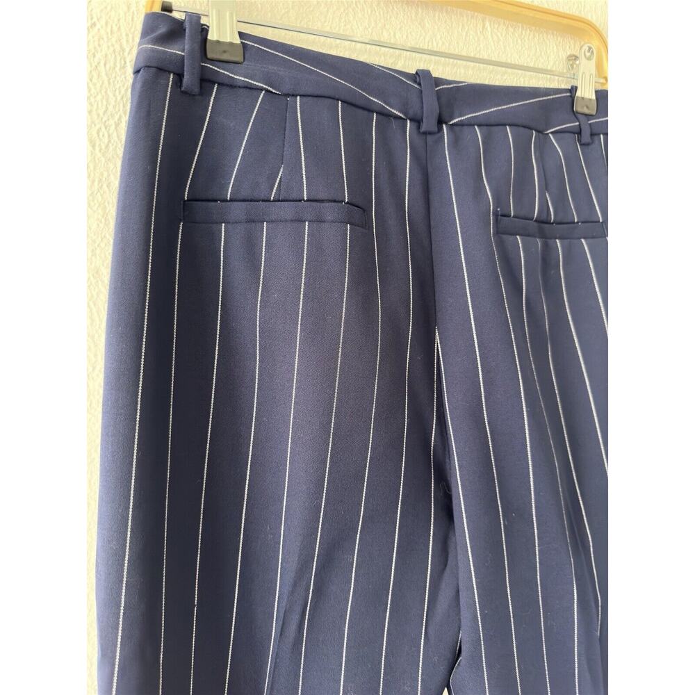 Lauren Ralph Lauren Black Label Pleated Navy Pinstripe Cuffed High Waist Sz 4 - Picture 8 of 14